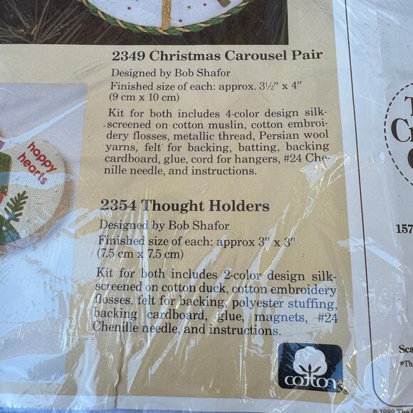 The Creative Circle 2354 Christmas Embroidery Kit Ornaments Fridge Magnets 1989 - Picture 3 of 6